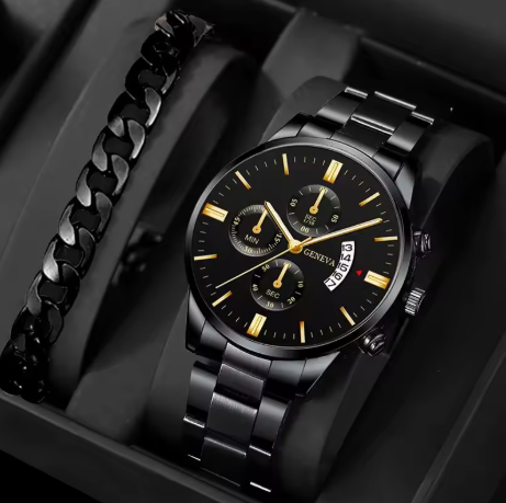 Luxury Men's Calendar Quartz Wristwatch Business Watches Male Bracelet