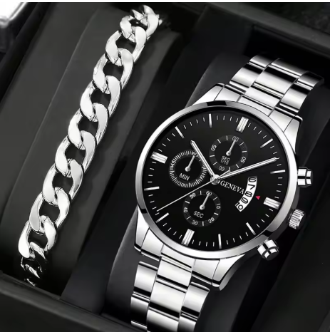 Luxury Men's Calendar Quartz Wristwatch Business Watches Male Bracelet